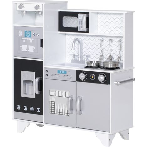 Cocina de Juguete de Madera con Sonido Accesorios de Acero Inoxidable para Niños a Partir de 3 Años Blanco (1/5)