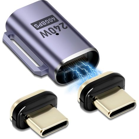 Quevati 1 Magnetisches Ladegerät mit 2 Adaptern, 24-poliger USB4-Stecker auf Buchse, 240 W, 48 V/5 A, 8K-Videoübertragung bei 60 Hz, Datenübertragung mit 40 Gbit/s (1/5)