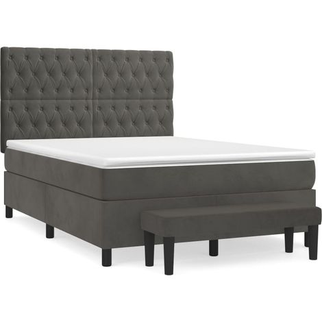 Maison Exclusive - Giroletto a Molle con Materasso Grigio Scuro 140x200 cm Velluto (1/5)