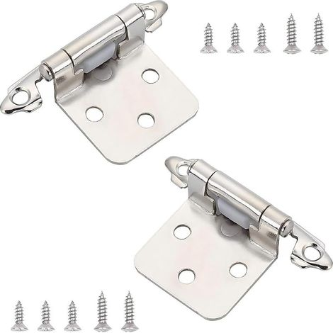 2 Pièces Charnière de Placard 1/2", Semi - Caché Charnières, Charnières de Placard à Fermeture Automatique, pour Portes D’armoire, Argent (1/5)