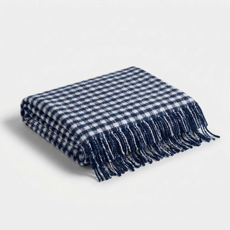 Baumwoll-Tagesdecke für Doppelbett mit Fransen 220 x 180 Ekose B - Blau (1/3)