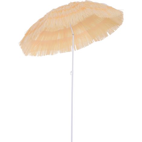 Hawaii Design Sonnenschirm für Strand/Garten, 160 cm, beigefarbenes Kunstraffia