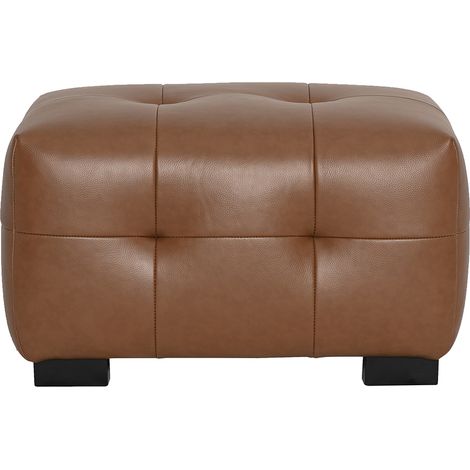 Pouf repose-pieds design en cuir marron CORTO