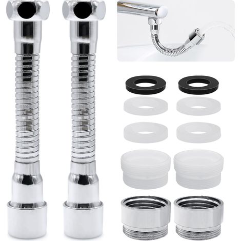 2 rallonges de robinet de 14 cm, embout pour robinet, rallonge de tuyau de 1/2 pouce pour cuisine, salle de bains, bar, toilettes, avec adaptateur de robinet (1/5)