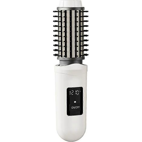 Brosse à friser portable sans fil, fer à friser rechargeable 2600 mAh, fer à boucler avec ions négatifs pour des boucles parfaites, blanc. (1/5)