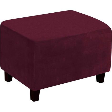 Protective cover for ottoman footstool, storage stool, furniture cover with non-slip elastic base for living room (L, burgundy) (1/5)