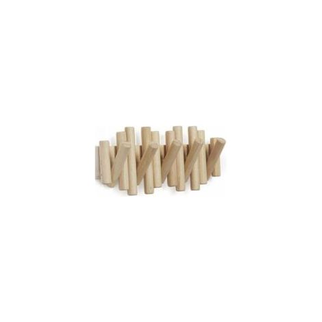 Patère Murale 5 crochets, en Bois Naturel, 37,1x16,5x4,4 cm TRIMEC (1/4)