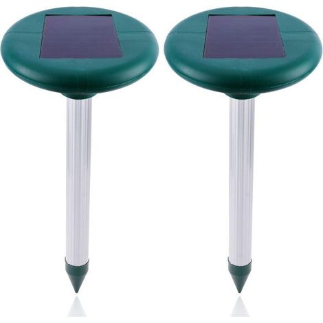 Lot de 2 Répulsifs Solaire pour Jardin, Anti Taupes et Souris Électronique à Ultrasons, Imperméable