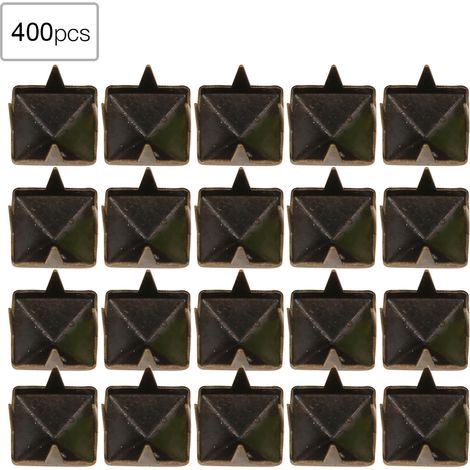 Lot de 400 rivets carrés de 4 à 7 mm pour vêtements, chaussures, sacs et accessoires. Rivets carrés à griffes en cuivre multi-spécifications, perles carrées à quatre griffes, rivets carrés décoratifs