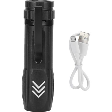 Lampe torche ultra-puissante rechargeable USB, étanche, petit format, faisceau réglable (1/5)
