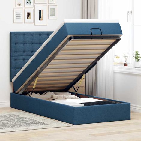 vidaXL Lit ottoman avec matelas bleu 100x200 cm tissu (1/5)