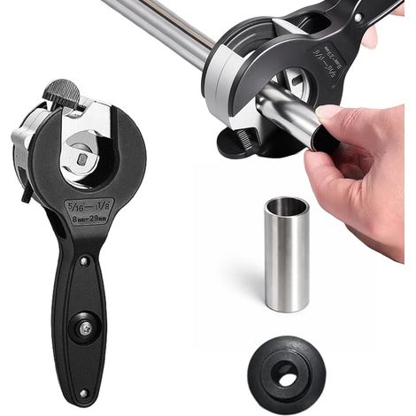 Coupe‑tube à cliquet nouveau modèle à lames remplaçables, pour tuyaux PVC et PPR, grand format à roulement, plage de coupe 8‑29 mm (1/4)