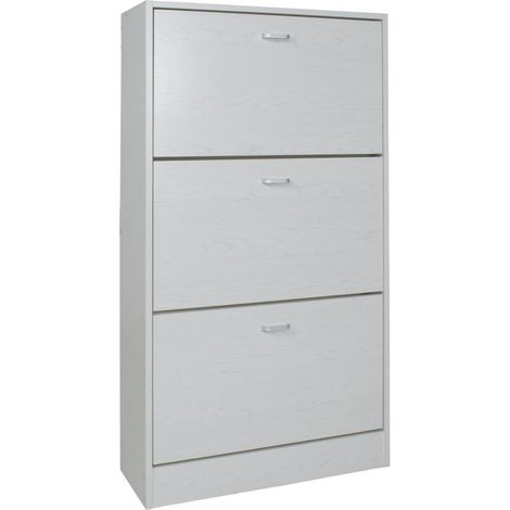 Scarpiera Salvaspazio Slim da Ingrezzo 3 Ante Doppie a Ribalta Mobile Porta Scarpe Bianco 60x24x115h (1/5)
