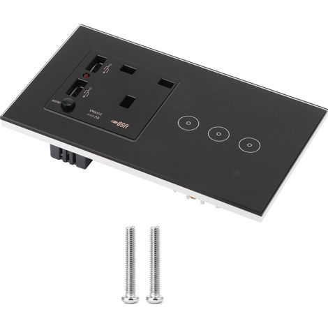 Panneau mural de prises et interrupteurs WiFi à 3 boutons avec ports USB et télécommande via application secteur (1/5)