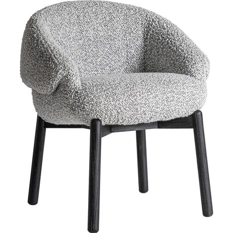 Chaise jacquard contemporaine bois d'orme blanc noir translucid - Noir blanc bois naturel (1/5)