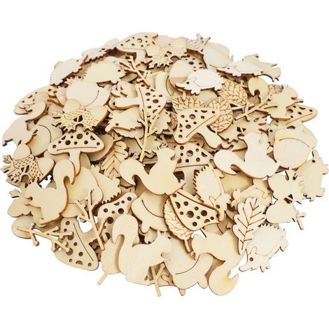 Tranche De Bois - Animaux Forestiers Et Feuilles En Bois Naturel 2 5 Cm - Décoration De Table DIY - Lot De 100 Pièces (1/5)