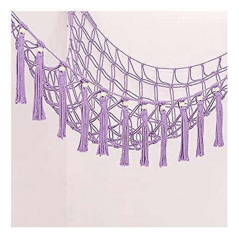 hamac En Peluche Suspendre (violet) Hamac En Dentelle Avec Pampille En Bois Organisateur D'animaux En Peluche, Grande Corne En Peluche, Tagre E (1/5)