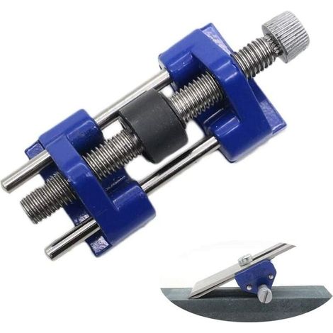 Guide d'affûtage avec rouleau en laiton et pince latérale à angle fixe en acier inoxydable. Comprend un rouleau en laiton pour ciseaux à bois, fers de rabot et ciseaux plats. (1/5)