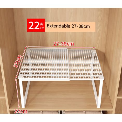Mensola metallica estensibile per armadio, guardaroba, credenza, ripiani regolabili e divisori fai-da-te (bianca, 27-38 cm) (1/5)