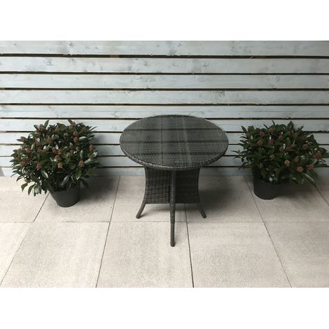 Signature Weave Emily Wicker 2 Seater Bistro Table Outdoor Garden Dining Grey (1/5)