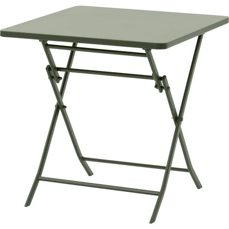 Table de jardin pliante carrée Greensboro vert laurier 2 places en acier - Hespéride (1/4)