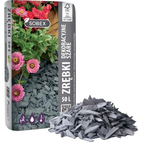 Deko-Hackschnitzel, grau, 50l, Rinde