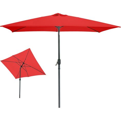Parasol inclinable rectangulaire rouge 200x300x250 cm – Toile 180 g/m² déperlante (1/2)