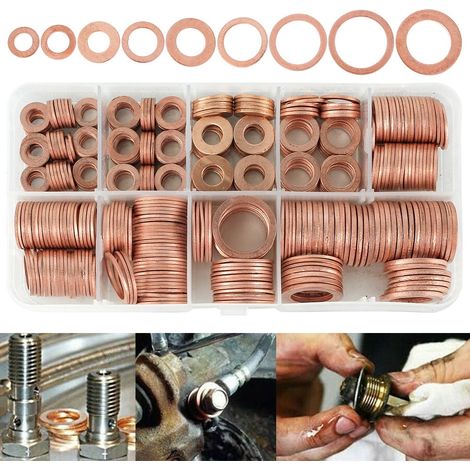 Rondelle En Cuivre - M5 À M14 - 9 Dimensions - Étanchéité Électrique Et Thermique - 400 Pièces (1/5)
