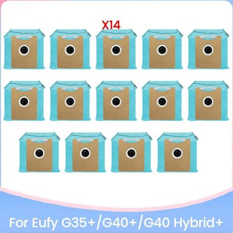 14PCS Dust Bags pour Eufy G35+ – G40+ G40 Hybrid+ Robot Aspirateur pièce détachée Non – Woven Sac à poussière Garbage Bag (1/5)