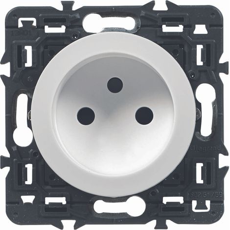 Legrand – Prise de courant 2P sans terre – Bornes à vis – Enjoliveur blanc – Pour tableau électrique – 99700 (1/3)