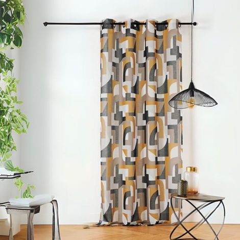 Voilage tamisant esprit seventies Jaune 145x280 cm (1/3)