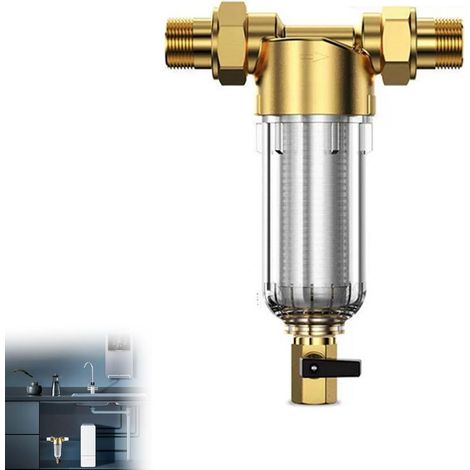 Prefiltro per acqua domestica ad alta portata con controlavaggio, interfaccia da 1" con adattatori da 1/2" e 3/4". (1/5)