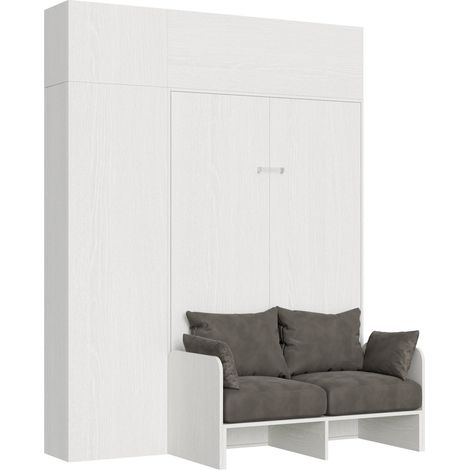Letto Matrimoniale Francese a Scomparsa Salvaspazio con Sofà Kentaro H250 cm Bianco (1/5)