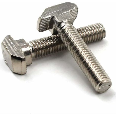 Packung mit 10 M8-T-Bolzen, M8 x 25 mm, vernickelter Kohlenstoffstahl, für europäische Standard-T-Nut-Aluminiumprofile