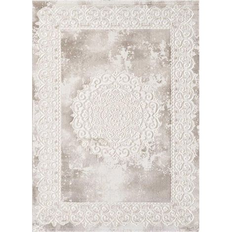 Tapis oriental 80x300 cm rectangle beige – Motif ancestral – Tissé en polypropylène – Antistatique et hydrofuge – Pour chauffage par le sol – Unamourdetapis