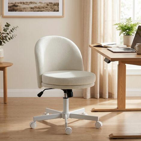 Verstellbarer Bürostuhl mit Wippfunktion, Chenille-Optik, Creme OKMYHOME (1/5)