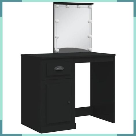 834971 Coiffeuse avec lumières LED noir 90x42x132,5cm (1/5)