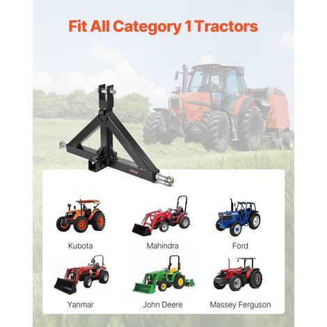 Attelage 3 Points avec Récepteur 5 cm, Fixation Rapide 3 Points, Capacité 1360 kg, Adaptateur Barre de Remorquage Robuste pour Effectuer Travaux Agricoles pour Plupart Tracteurs à Attelage 5 cm (1/5)