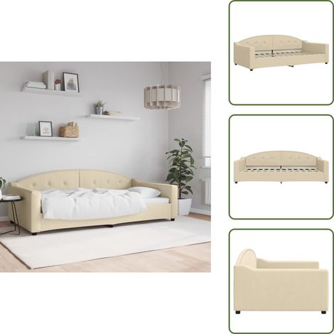 Sofá cama 2 en 1 - vidaXL Sofá cama sin colchón tela crema 100x200 cm - Sofá cama moderno