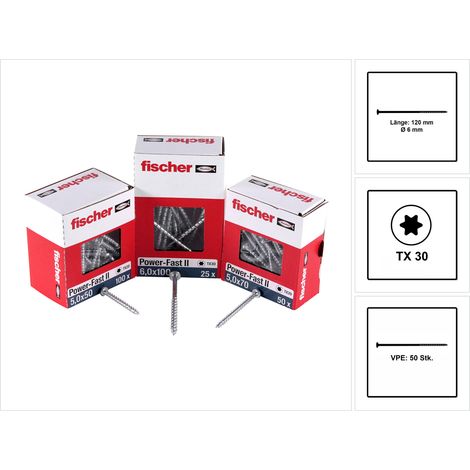 fischer Power-Fast II 6,0x120 SK blvz TG TX 50 50 Stk