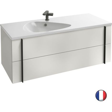 Meuble vasque 120 cm JACOB DELAFON Nouvelle Vague blanc brillant (1/4)