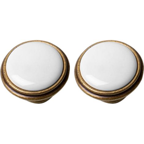 2x Bouton de tiroir finition laiton porcelaine céramique 35 mm avec vis Meuble Vintage Antique Style Porte Poignée Commode Armoire Maison (1/3)