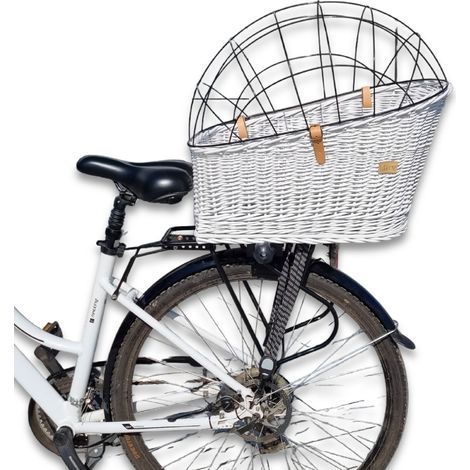 Panier de transport pour chien en osier blanc. Pour le coffre.