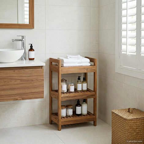 vidaXL Mensola da bagno Naturale 45 x 30 x 71 cm Legno di teak solido