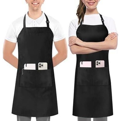 Kitchen 2 Pack Tablier bavette ajustable avec 2 poches (1/4)