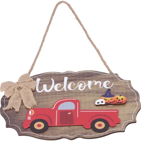 Willkommensschild aus Holz mit 12 austauschbaren saisonalen Symbolen, zur Wandmontage an der Haustür (1/5)