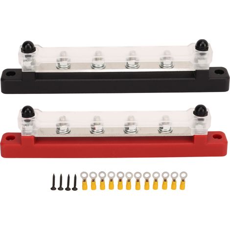 Batteriesammelschiene, 2 Stück, schwarz und rot, DC 12 V bis 48 V, 150 A, M6-Anschluss, 6 Bolzen, für Wohnmobil, Auto, Boot, Yacht, Stromversorgungssystem (1/5)
