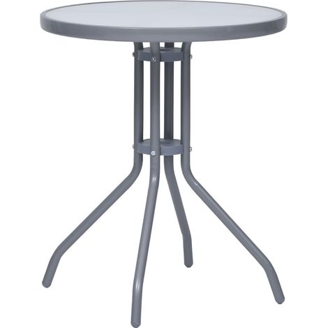 Gartentisch Hellgrau 60 cm Stahl und Glas