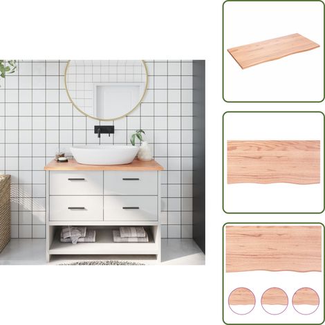 Comptoir de salle de bain marron clair 100x50x2 cm bois traité - Comptoir Salle De Bain - Comptoir Bois - Plan De Travail Salle De Bain - Meubles Salle De Bain - Meuble Lavabo (1/5)