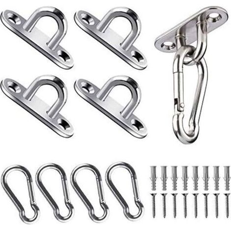 Ceiling Hooks, 50 kg Load Capacity, Stainless Steel Oblong Eye Plates for Yoga Swings, Hammocks, Awnings, Boat Accessories (24 Pack) (1/4)